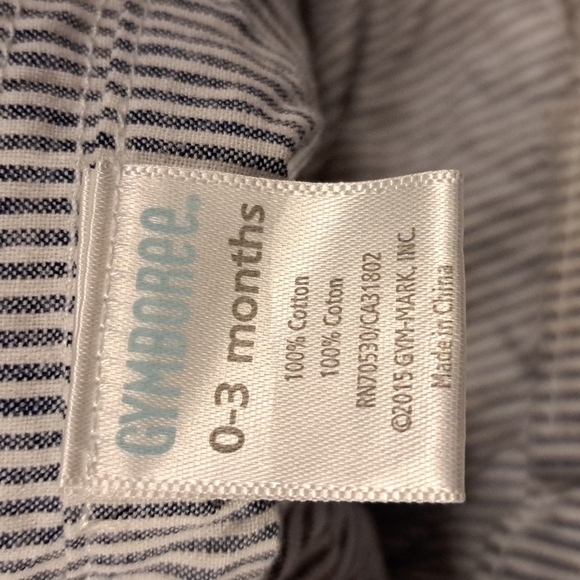 Gymboree boys 0-3 months shortall and bucket hat blue & white striped - Picture 8 of 8
